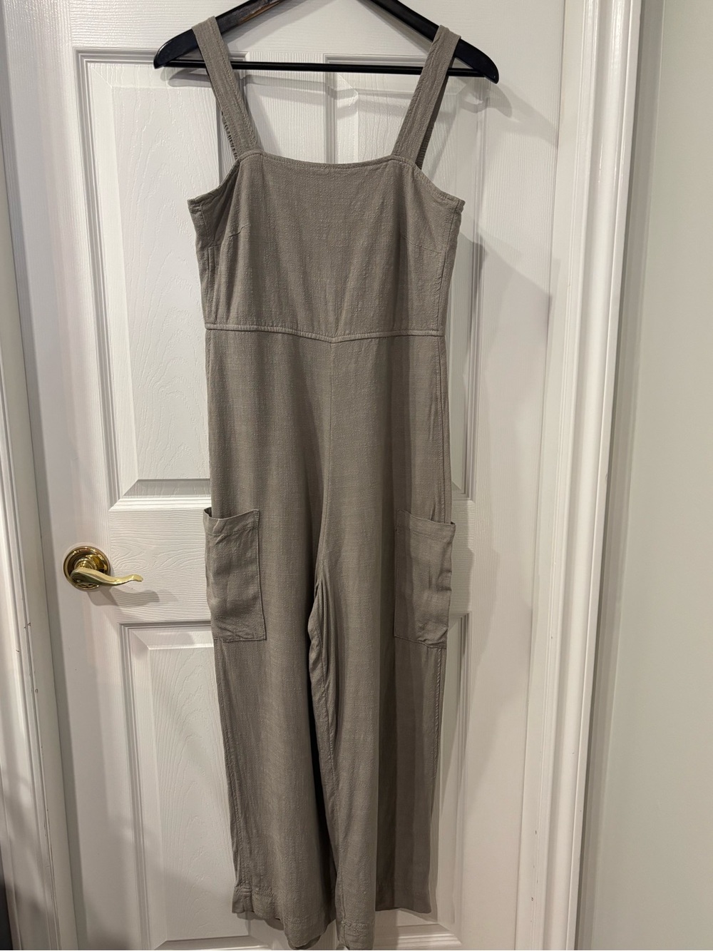 Womens Wide-Leg linen blend grey romper